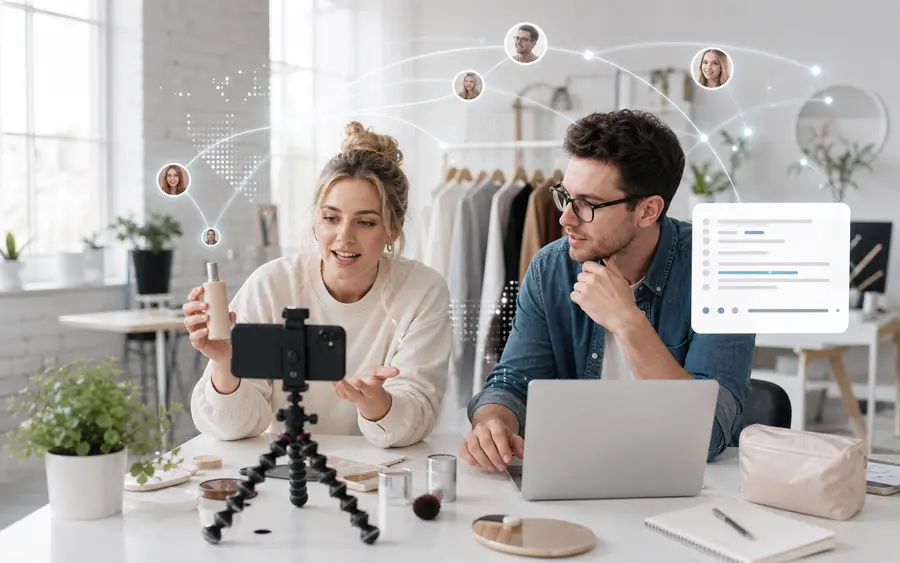 Creator promoting products through social content